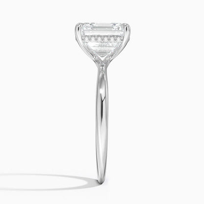 4.10 Karat Asscher Kesim Hidden Halo Tasarım Tektaş Laboratuvar Pırlanta Yüzük 18K  - Alvora - Bold Diamonds