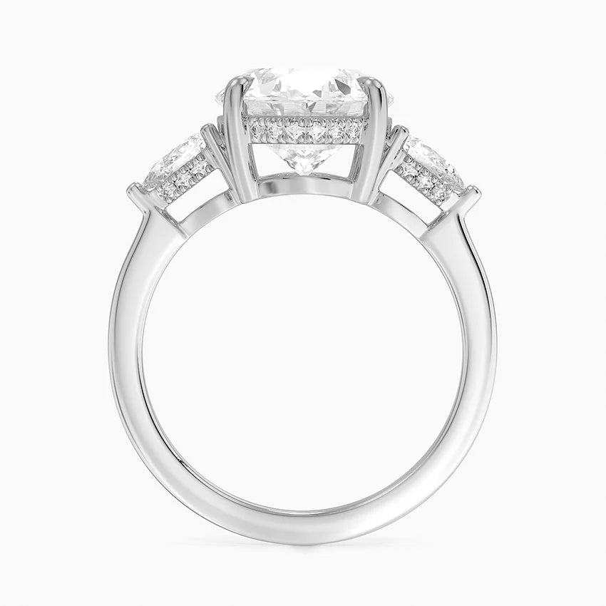 4.50 Oval Kesim Hidden Halo Tasarım Tektaş Laboratuvar Pırlanta Yüzük - Nilora