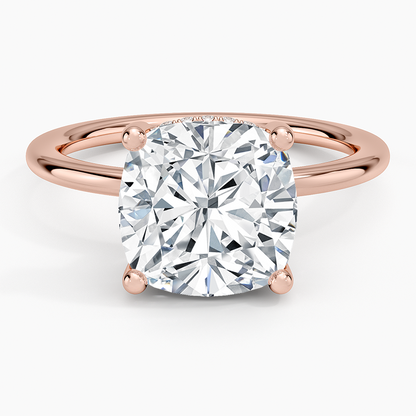 4.10 Cushion Kesim Hidden Halo Tasarım Tektaş Laboratuvar Pırlanta Yüzük - Melara