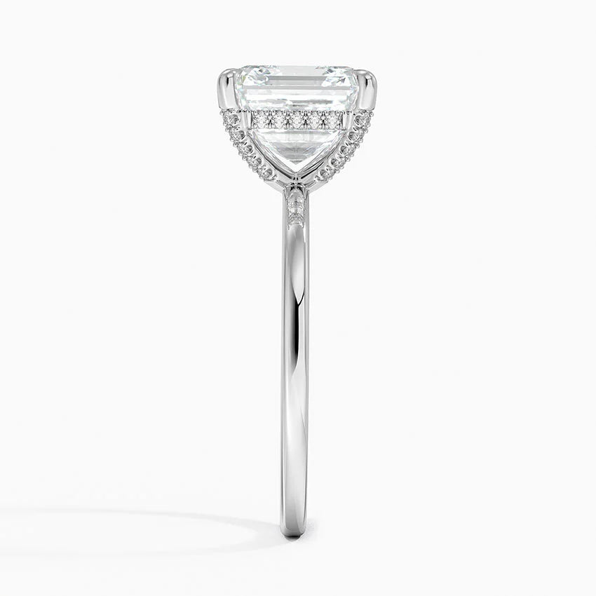 4.15 Karat Asscher Kesim Hidden Halo Tasarım Tektaş Laboratuvar Pırlanta Yüzük - Valencia
