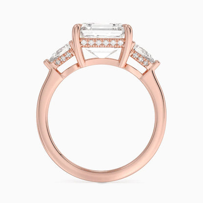 4.50 Asscher Kesim Hidden Halo Tasarım Tektaş Laboratuvar Pırlanta Yüzük - Nilora