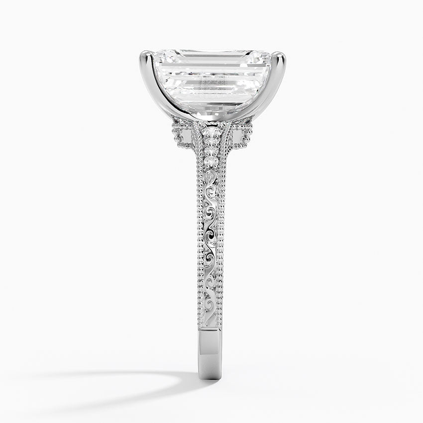 4.15 Emerald Kesim Hidden Halo Tasarım Tektaş Laboratuvar Pırlanta Yüzük - Silora