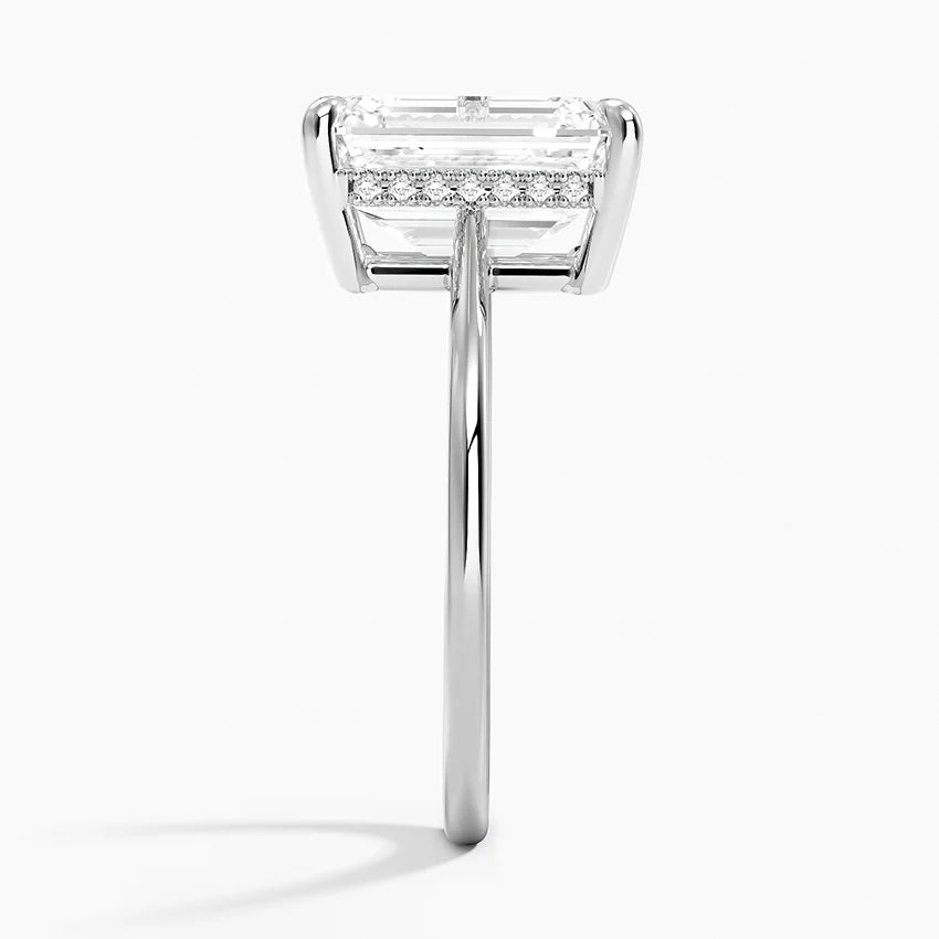 4.10 Emerald Kesim Hidden Halo Tasarım Tektaş Laboratuvar Pırlanta Yüzük - Tilora