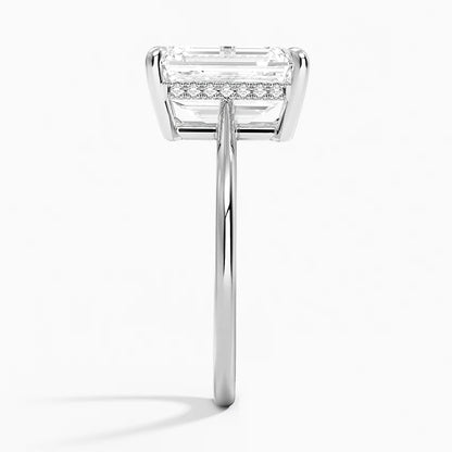 4.10 Emerald Kesim Hidden Halo Tasarım Tektaş Laboratuvar Pırlanta Yüzük - Tilora