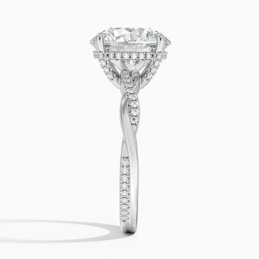 4.25 Karat Hidden Halo Tasarım Tektaş Laboratuvar Pırlanta Yüzük 18K  - Talora