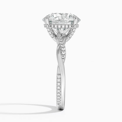 4.25 Karat Hidden Halo Tasarım Tektaş Laboratuvar Pırlanta Yüzük 18K  - Talora