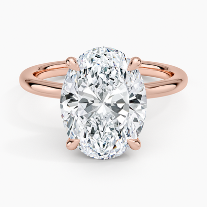 4.15 Oval Kesim Hidden Halo Tasarım Tektaş Laboratuvar Pırlanta Yüzük - Vilora