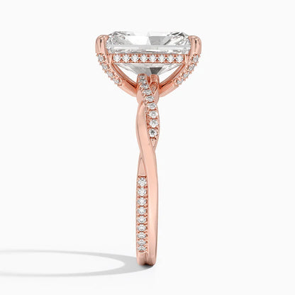 4.25 Karat Radiant Kesim Hidden Halo Tasarım Tektaş Laboratuvar Pırlanta Yüzük 18K  - Talora