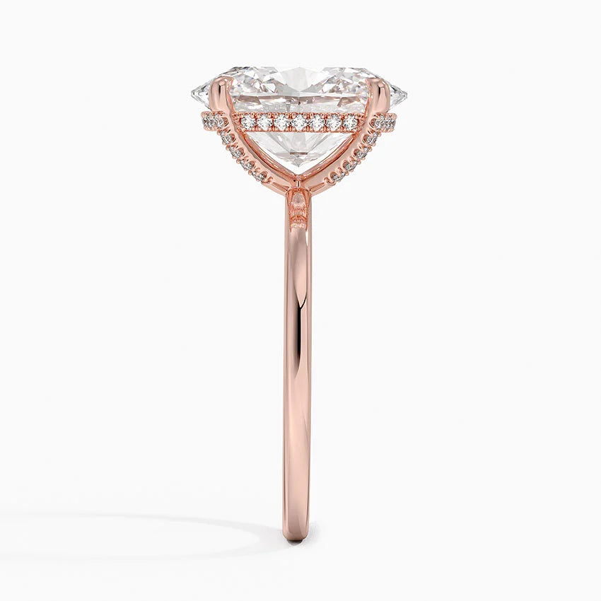 4.15 Karat Oval Kesim Hidden Halo Tasarım Tektaş Laboratuvar Pırlanta Yüzük - Gilora - Bold Diamonds