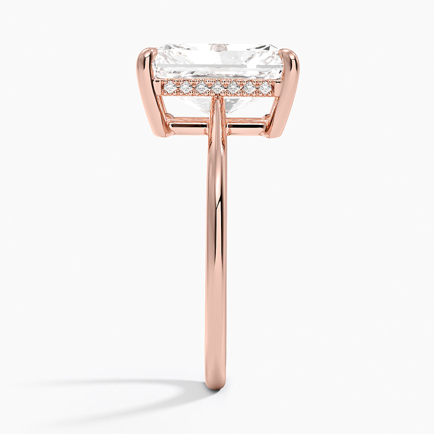 4.10 Karat Radiant Kesim Hidden Halo Tasarım Tektaş Laboratuvar Pırlanta Yüzük - Monaco