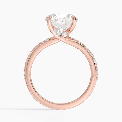 4.25 Karat Oval Kesim Hidden Halo Tasarım Tektaş Laboratuvar Pırlanta Yüzük 18K  - Melora