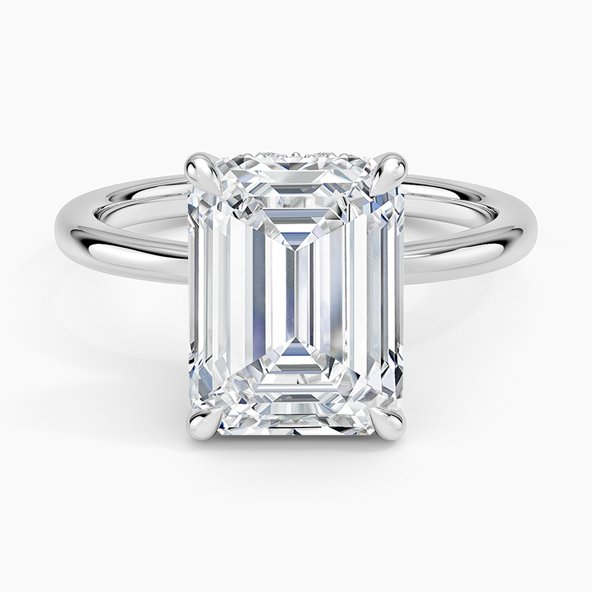 4.15 Emerald Kesim Hidden Halo Tasarım Tektaş Laboratuvar Pırlanta Yüzük - Vilora