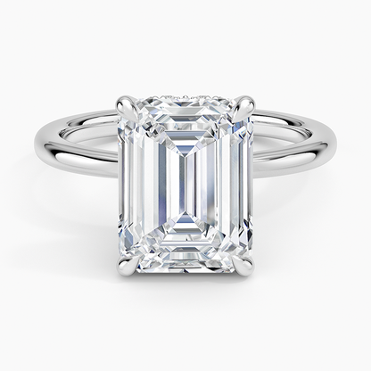 4.15 Emerald Kesim Hidden Halo Tasarım Tektaş Laboratuvar Pırlanta Yüzük - Vilora