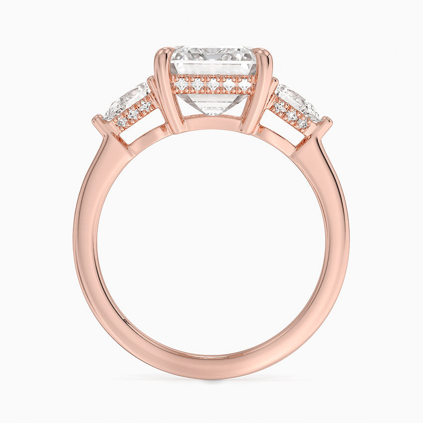 4.50 Emerald Kesim Hidden Halo Tasarım Tektaş Laboratuvar Pırlanta Yüzük - Nilora