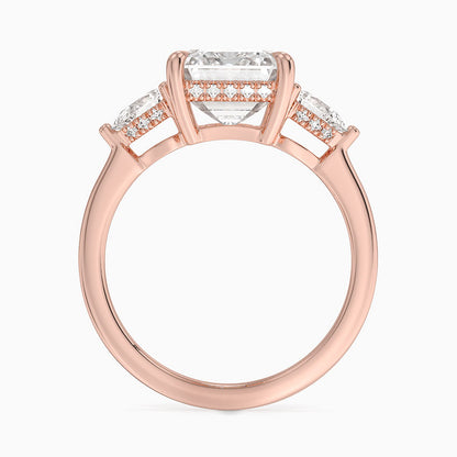 4.50 Emerald Kesim Hidden Halo Tasarım Tektaş Laboratuvar Pırlanta Yüzük - Nilora