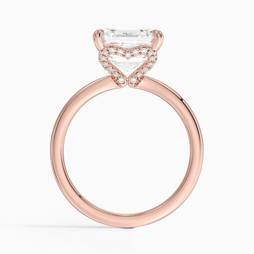 4.15 Asscher Kesim Hidden Halo Tasarım Tektaş Laboratuvar Pırlanta Yüzük - Vilora