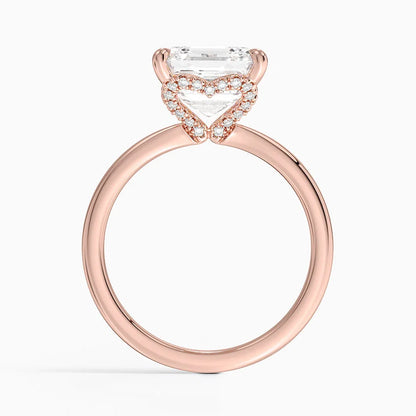 4.15 Asscher Kesim Hidden Halo Tasarım Tektaş Laboratuvar Pırlanta Yüzük - Vilora