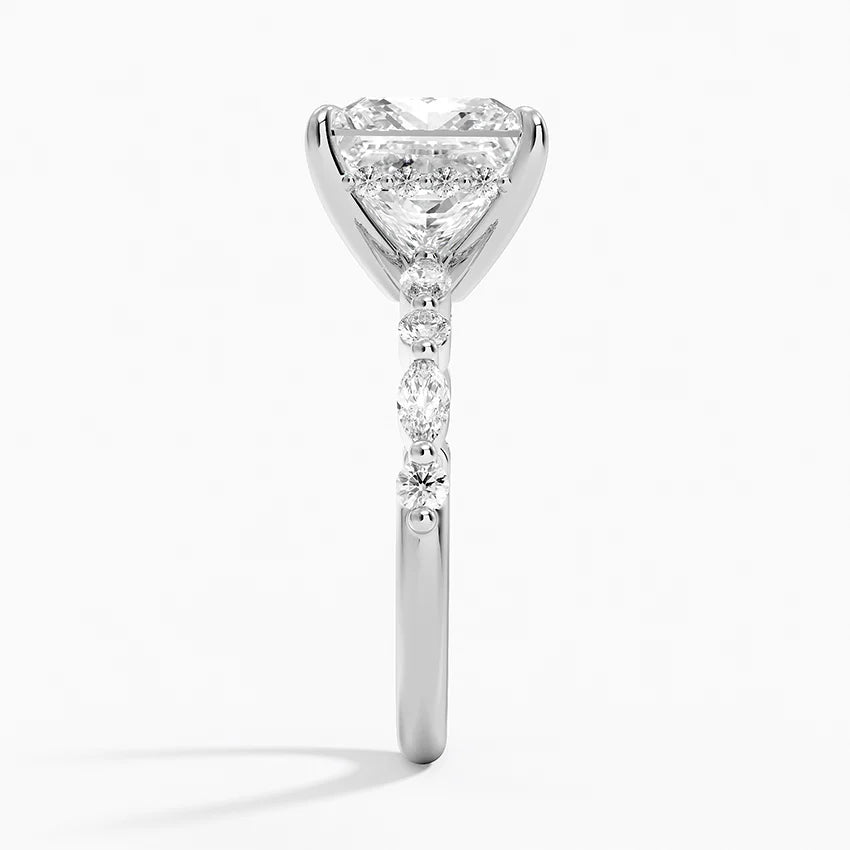 1.60 Carat Princess Halo Design Solitaire Lab Diamond Ring 18K - Florina 