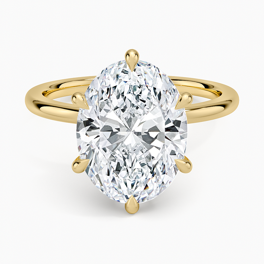 Altı Tırnak 4.15 Karat Oval Kesim Hidden Halo Tasarım Tektaş Laboratuvar Pırlanta Yüzük - Delora - Bold Diamonds