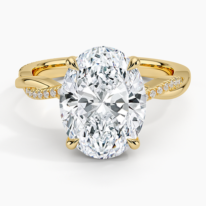 4.25 Karat Oval Kesim Hidden Halo Tasarım Tektaş Laboratuvar Pırlanta Yüzük 18K  - Talora