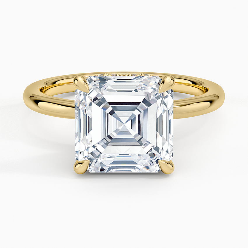 4.15 Asscher Kesim Hidden Halo Tasarım Tektaş Laboratuvar Pırlanta Yüzük - Vilora