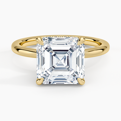 4.15 Asscher Kesim Hidden Halo Tasarım Tektaş Laboratuvar Pırlanta Yüzük - Vilora