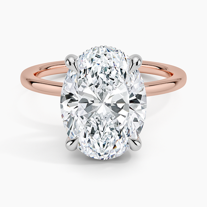 4.10 Karat Oval Kesim Hidden Halo Tasarım Tektaş Laboratuvar Pırlanta Yüzük 18K  - Elora - Bold Diamonds