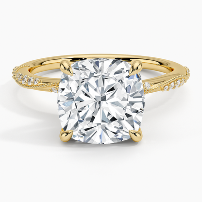 4.25 Karat Cushion Kesim Hidden Halo Tasarım Tektaş Laboratuvar Pırlanta Yüzük 18K  - Melora
