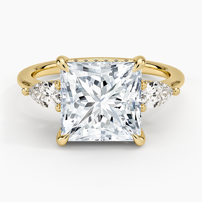 4.50 Prenses Kesim Hidden Halo Tasarım Tektaş Laboratuvar Pırlanta Yüzük - Nilora