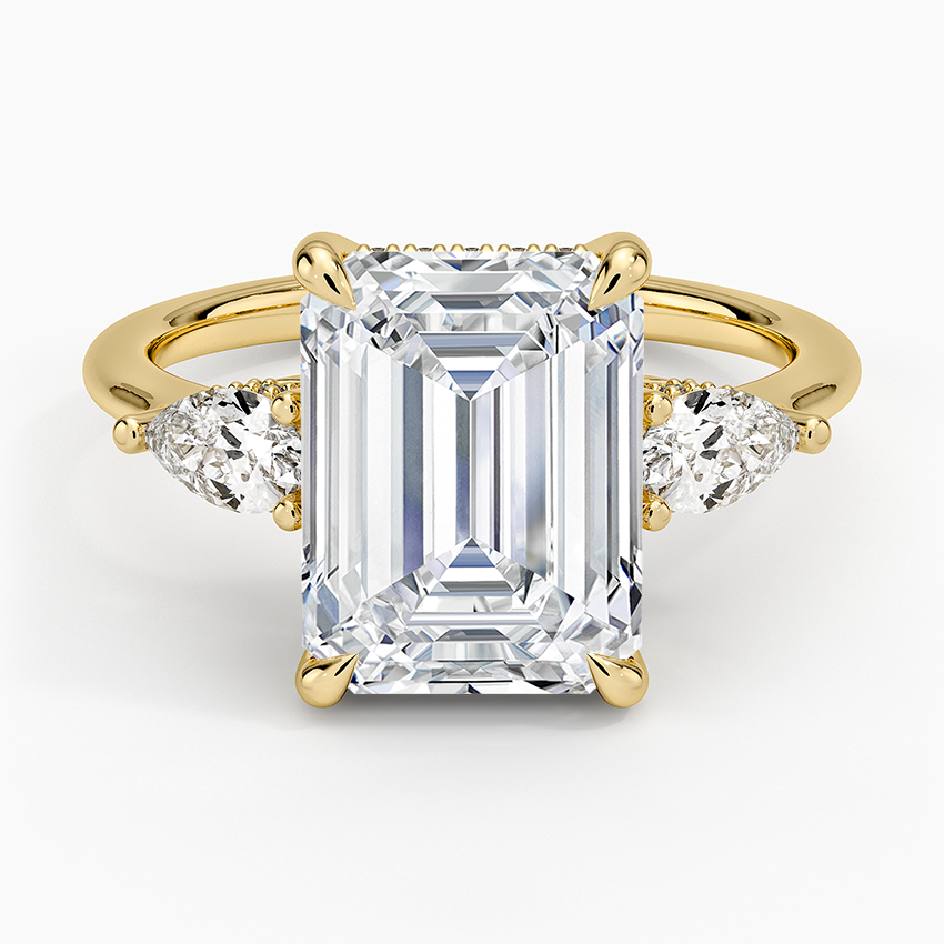 4.50 Emerald Kesim Hidden Halo Tasarım Tektaş Laboratuvar Pırlanta Yüzük - Nilora