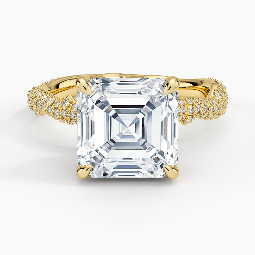 4.75 Karat Asscher Kesim Hidden Halo Tasarım Tektaş Laboratuvar Pırlanta Yüzük - Sorrento