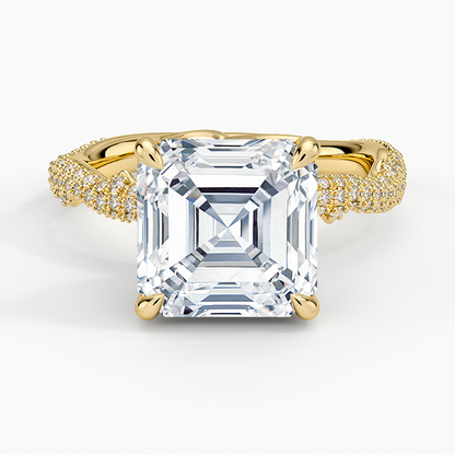 4.75 Asscher Kesim Hidden Halo Tasarım Tektaş Laboratuvar Pırlanta Yüzük - Filara