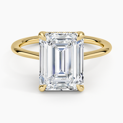 4.10 Emerald Kesim Hidden Halo Tasarım Tektaş Laboratuvar Pırlanta Yüzük - Tilora