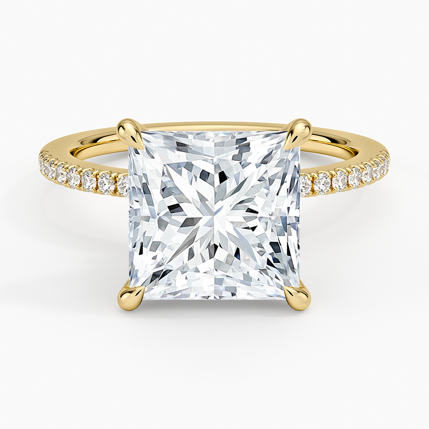 4.25 Karat Prenses Kesim Hidden Halo Tasarım Tektaş Laboratuvar Pırlanta Yüzük - Filora - Bold Diamonds