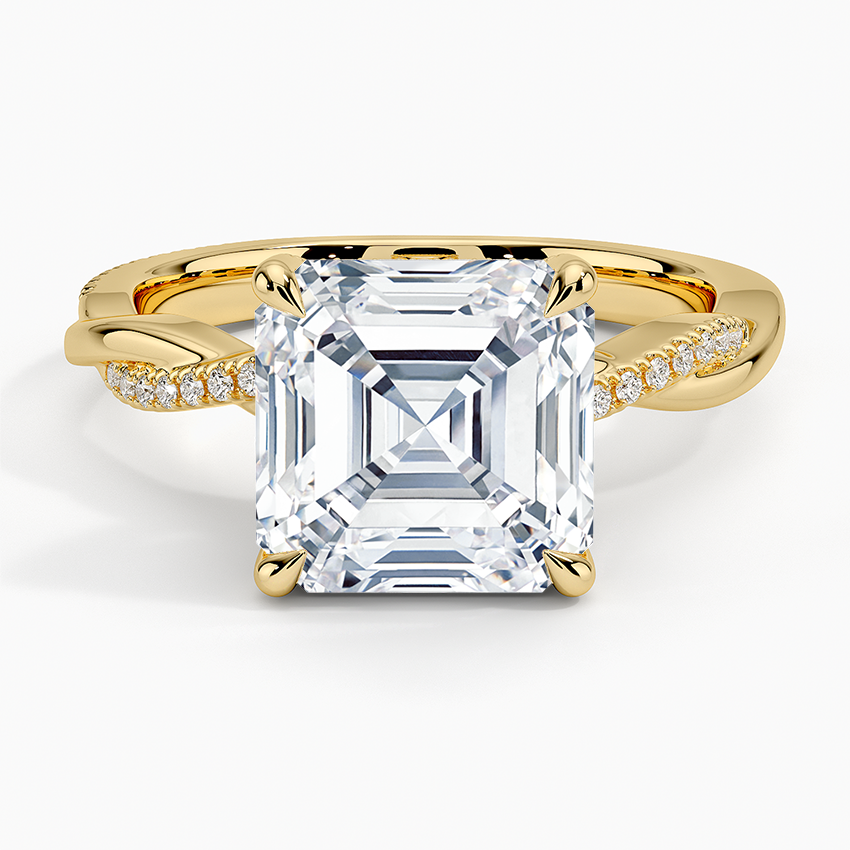 4.25 Karat Asscher Kesim Hidden Halo Tasarım Tektaş Laboratuvar Pırlanta Yüzük  - Riga