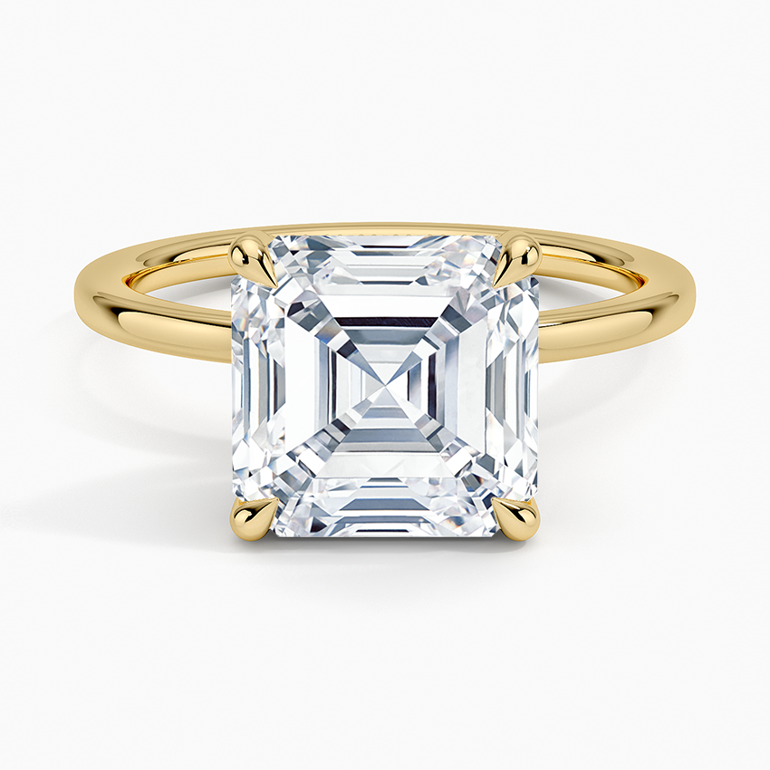 4.15 Karat Asscher Kesim Hidden Halo Tasarım Tektaş Laboratuvar Pırlanta Yüzük - Valencia