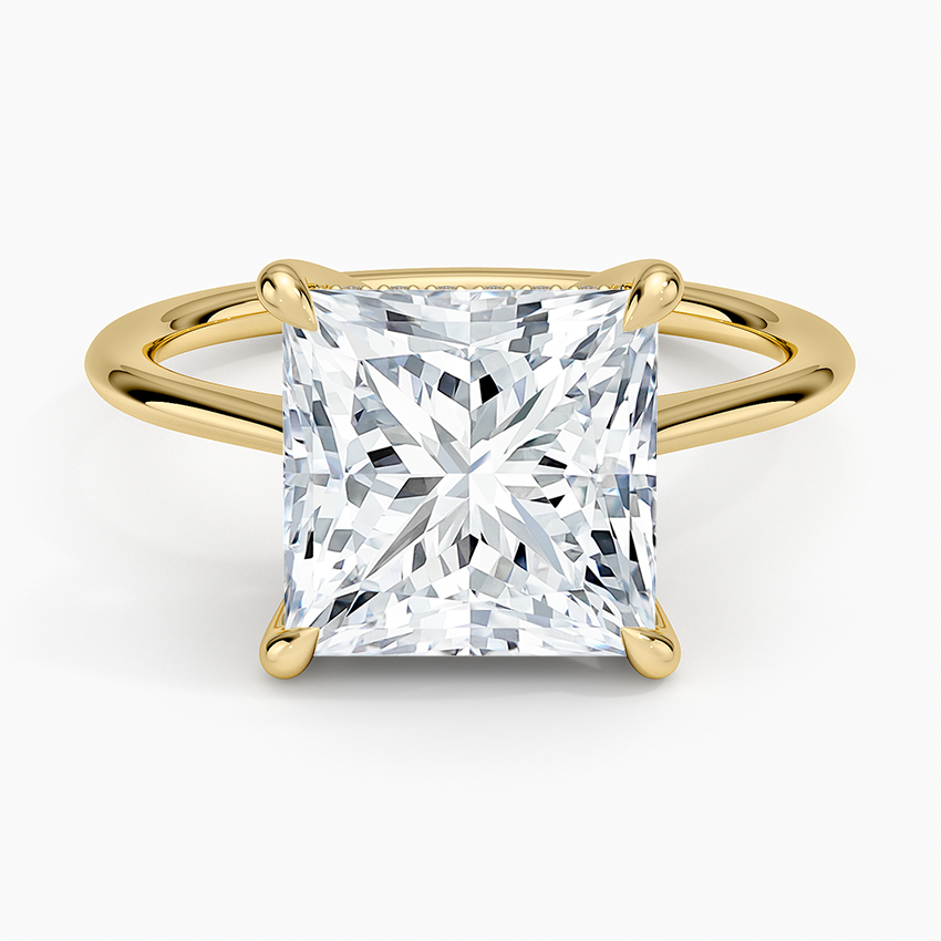 4.10 Prenses Kesim Hidden Halo Tasarım Tektaş Laboratuvar Pırlanta Yüzük - Tilora