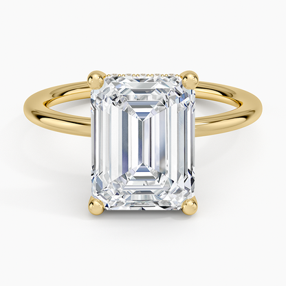 4.10 Emerald Kesim Hidden Halo Tasarım Tektaş Laboratuvar Pırlanta Yüzük - Melara