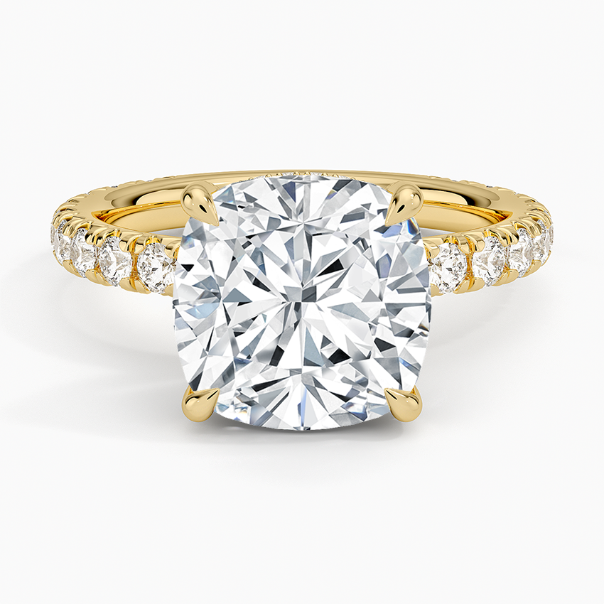 4.75 Karat Cushion Kesim Hidden Halo Tasarım Tektaş Laboratuvar Pırlanta Yüzük 18K  - Selora - Bold Diamonds