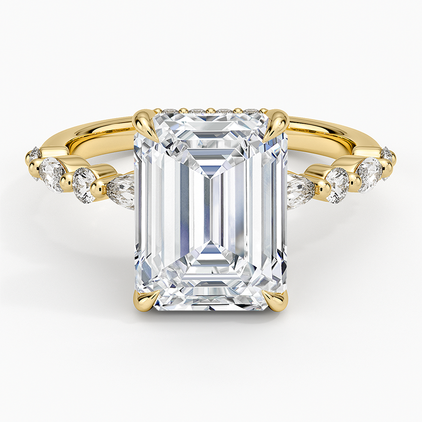 4.50 Karat Emerald Kesim Hidden Halo Tasarım Tektaş Laboratuvar Pırlanta Yüzük - Verona