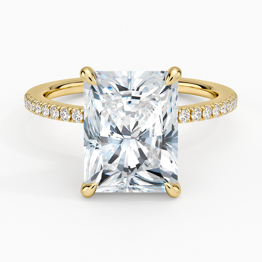 4.25 Karat Radiant Kesim Hidden Halo Tasarım Tektaş Laboratuvar Pırlanta Yüzük - Filora - Bold Diamonds