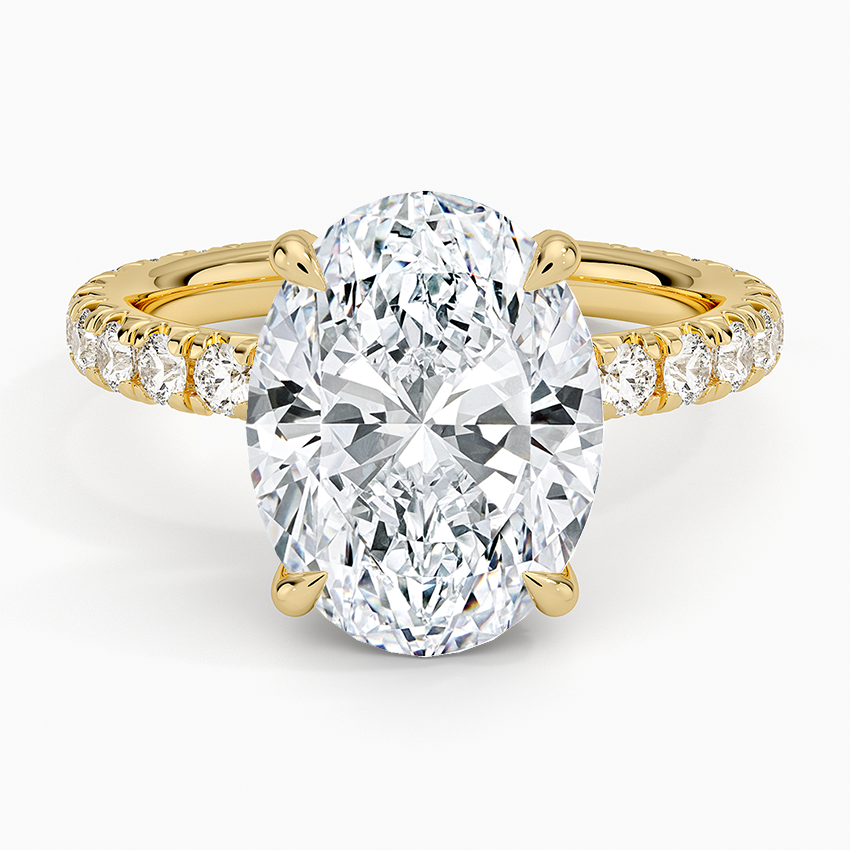 4.75 Karat Oval Kesim Hidden Halo Tasarım Tektaş Laboratuvar Pırlanta Yüzük 18K  - Selora - Bold Diamonds