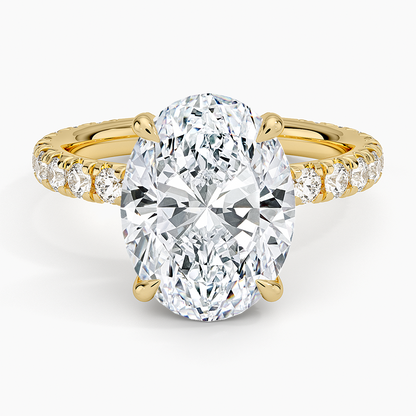 4.75 Karat Oval Kesim Hidden Halo Tasarım Tektaş Laboratuvar Pırlanta Yüzük 18K  - Selora
