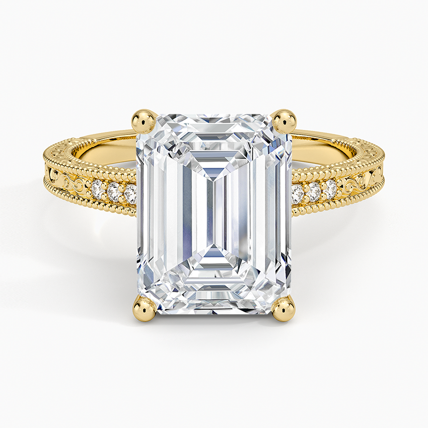 4.15 Karat Emerald Kesim Hidden Halo Tasarım Tektaş Laboratuvar Pırlanta Yüzük - Venice