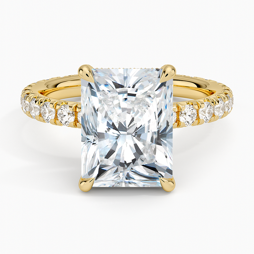 4.75 Karat Radiant Kesim Hidden Halo Tasarım Tektaş Laboratuvar Pırlanta Yüzük 18K  - Selora