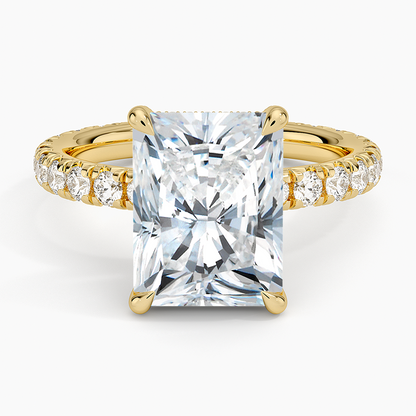 4.75 Karat Radiant Kesim Hidden Halo Tasarım Tektaş Laboratuvar Pırlanta Yüzük 18K  - Selora