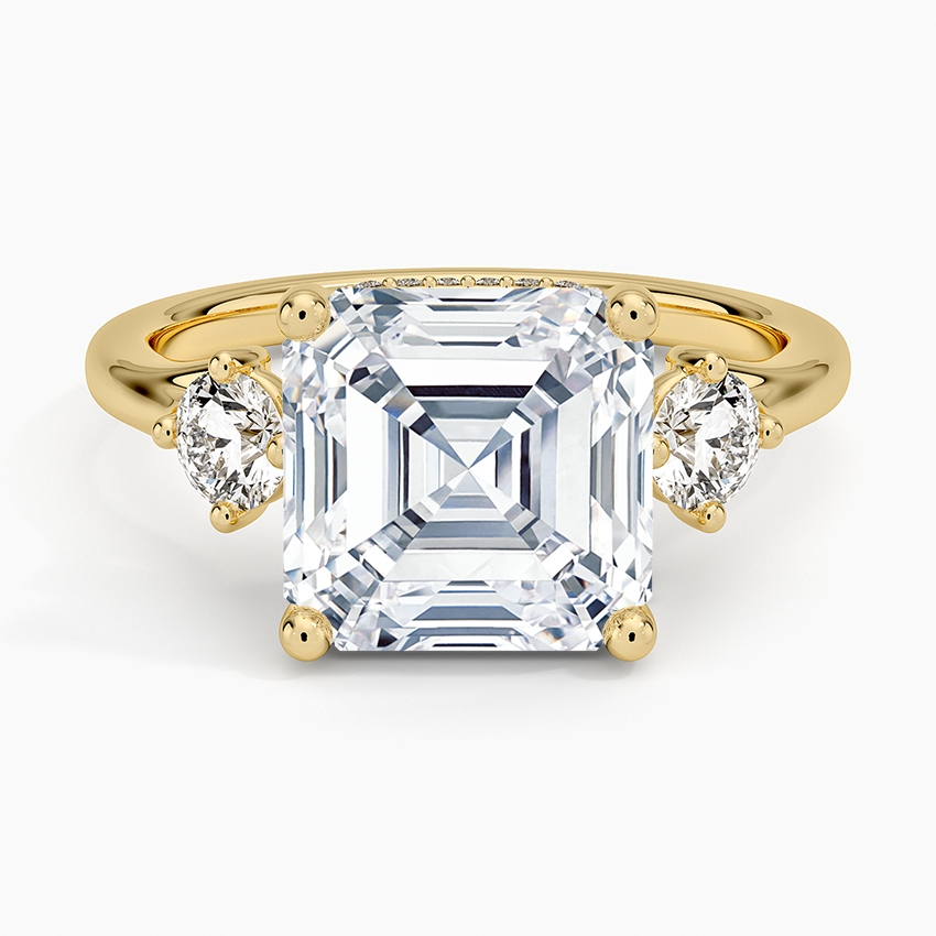 4.50 Asscher Kesim Hidden Halo Tasarım Tektaş Laboratuvar Pırlanta Yüzük 18K - Milora