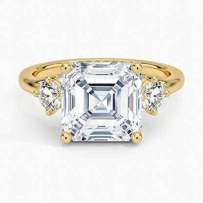 4.50 Asscher Kesim Hidden Halo Tasarım Tektaş Laboratuvar Pırlanta Yüzük 18K - Milora