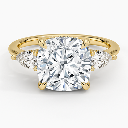 4.50 Cushion Kesim Hidden Halo Tasarım Tektaş Laboratuvar Pırlanta Yüzük - Nilora