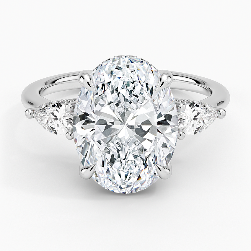 4.50 Oval Kesim Hidden Halo Tasarım Tektaş Laboratuvar Pırlanta Yüzük - Nilora